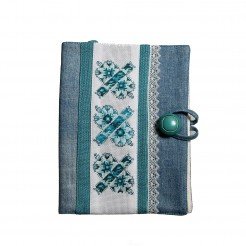 Book cover with embroidery • blue