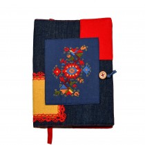 Book cover with embroidery • yellow and red