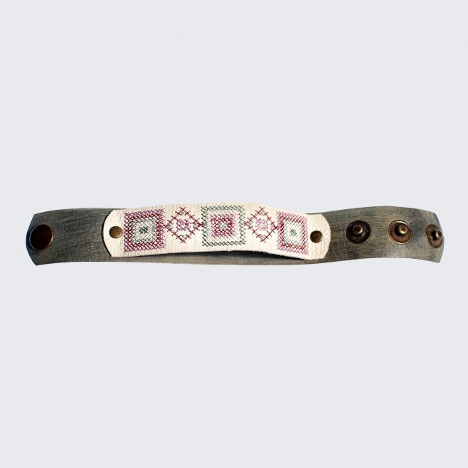 Leather Bracelets with Embroidery Harmony