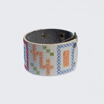 Leather Bracelets with Embroidery Symmetric