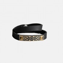 Leather bracelet with metal plaque with seamstress • Asmara