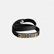 Leather bracelet with metal plaque with seamstress • Asmara
