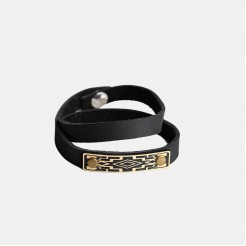 Leather bracelet with metal plaque with seamstress • Asmara