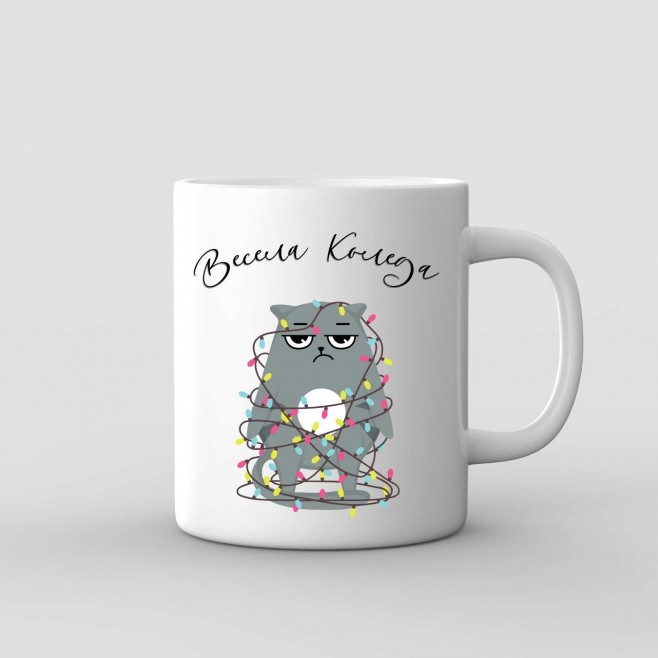 Christmas mug Merry Christmas with a kitten