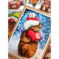 Christmas card – Bear with heart
