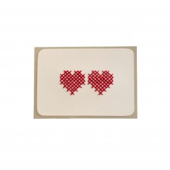 Embroidered heart card • crème
