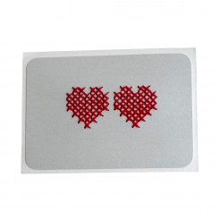 Embroidered heart card • silver background