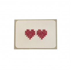 Embroidered heart card • crème