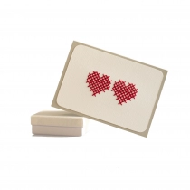 Embroidered heart card • crème