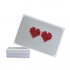 Embroidered heart card • silver background