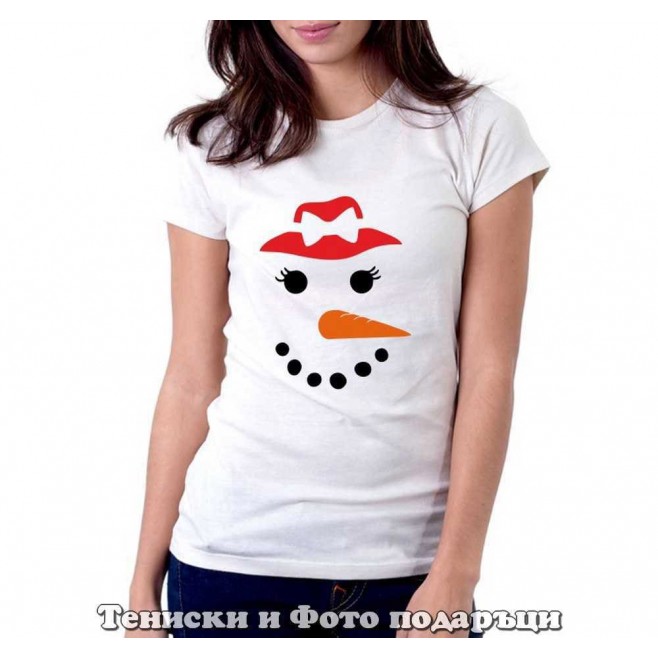Women's Christmas T - shirt Snowman