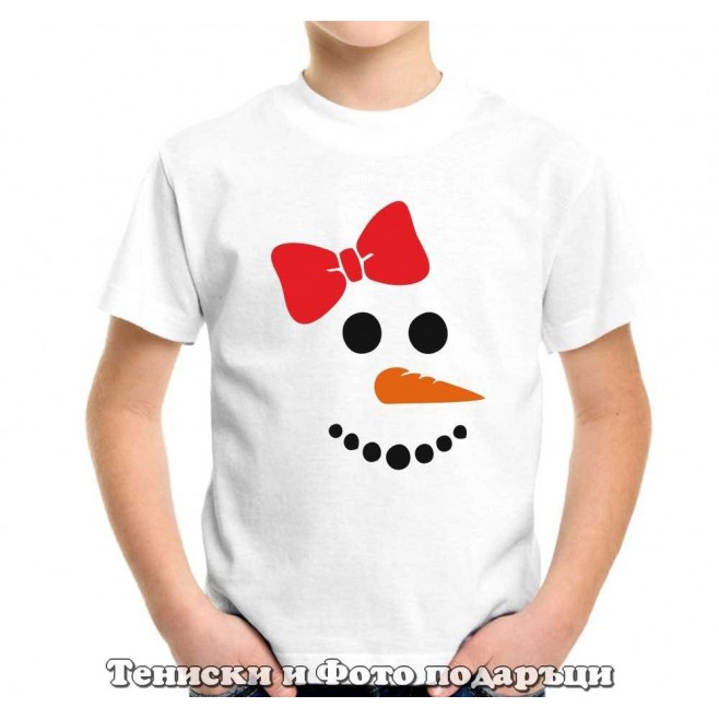 Детска коледна тениска Снежен Човек - за момиче