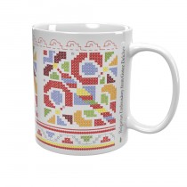 A Mug decorated with Bulgarian embroidery from Gotse Delchev Region