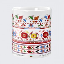 A cup decorated with Bulgarian embroidery from Graovo