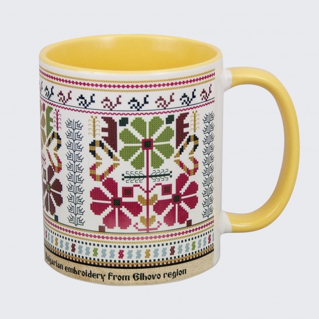 Cup with embroidery from Elhovo- yelllow