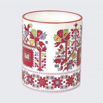 Cup with embroidery from Graovsko • Flower garden • white