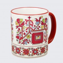 Cup with embroidery from Graovsko • Flower garden • white