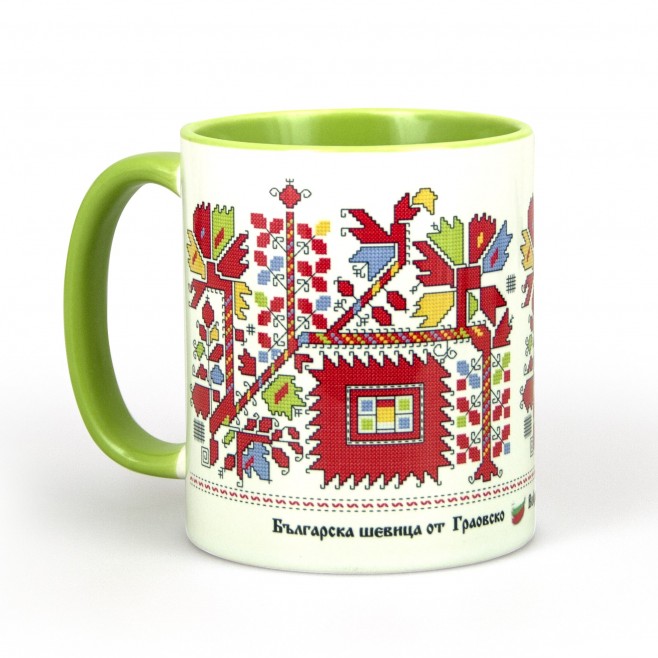 Cup with embroidery from the Graovsko - green