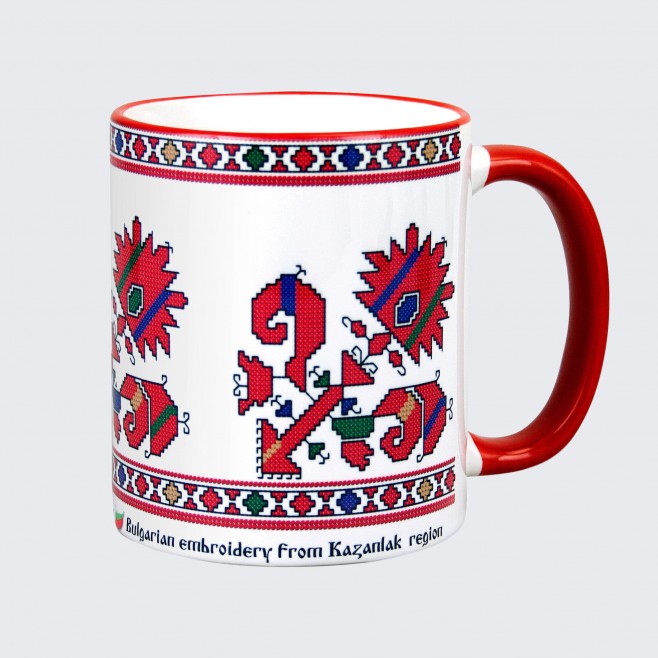 Cup with embroidery decorated by Kazanlak / Thracian folklore region /