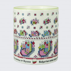 A cup decorated with embroidery from the Kulsko / Northwest Folklore Region /