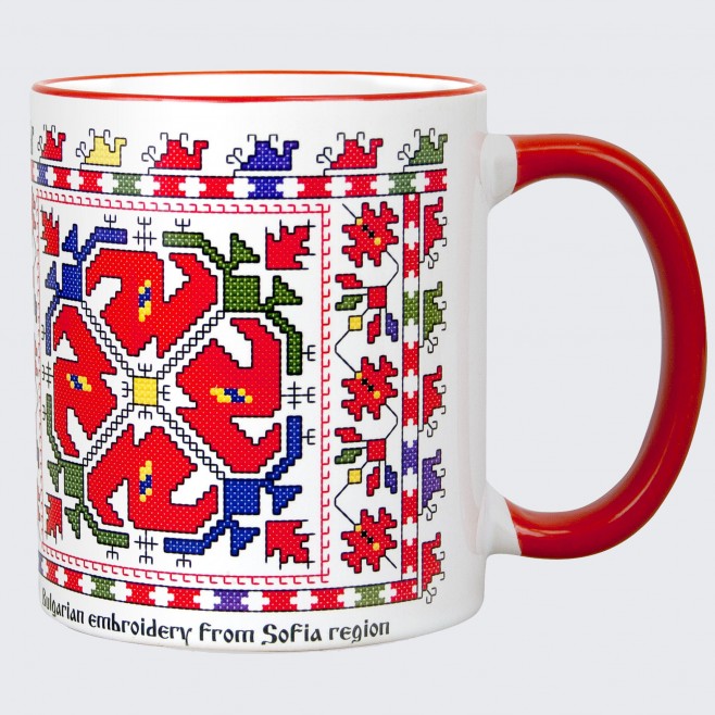 Cup with embroidery with Svilenitsa from Sofia / Shopska Folklore Area/