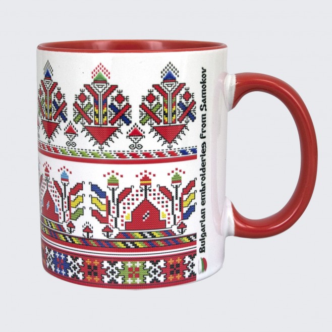 A cup decorated with embroidery from Samokov model 2-red