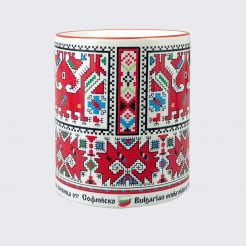 Cup with embroidery from Sofia • Two-headed horse with rider, white