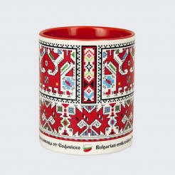Cup with embroidery from Sofia • Two-headed horse with rider, red