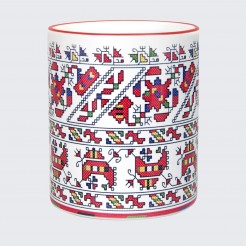 A cup decorated with embroidery from The Sofia Region