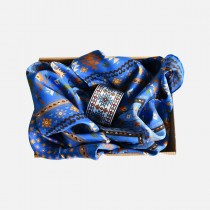 Kanatitsa Blue Scarf and Bracelet set with embroideries motives