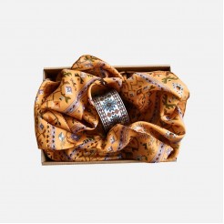 Kanatitsa Yellow Scarf and Bracelet set with embroideries motives