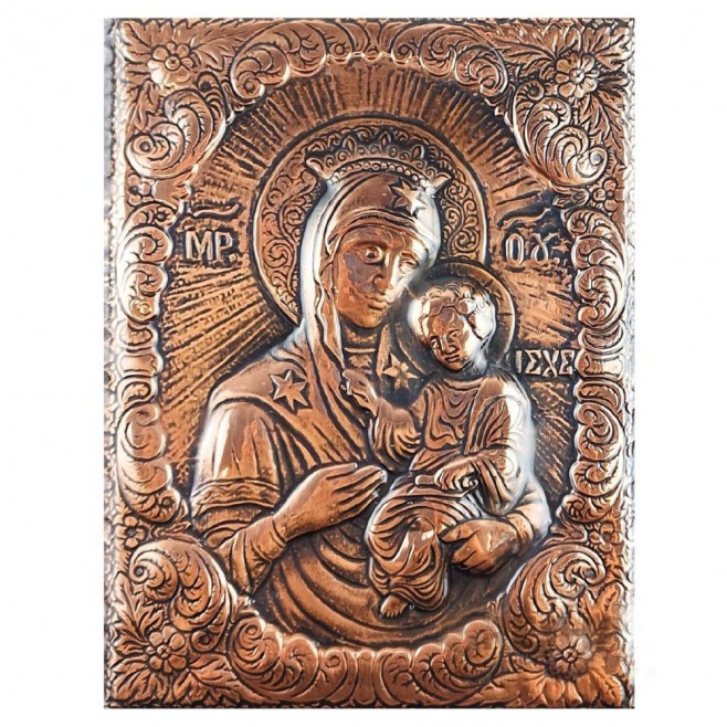 Copper icon Virgin Mary Odigitria