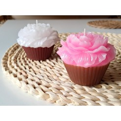 Peony Cupcake Candle