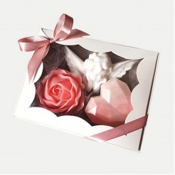 Gift Box of Angel, Diamond Heart and Rose soaps
