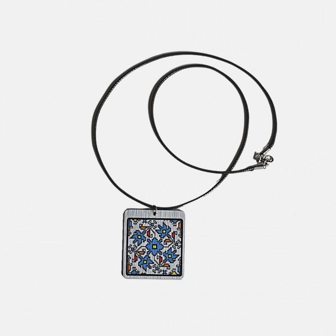 Necklace with Motif of Embroidery Cvetelina Blue