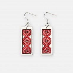 Galina Embroidered Earrings in Red