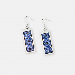 Galina Embroidered Earrings in Blue