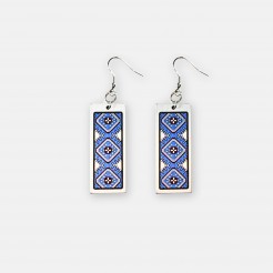 Galina Embroidered Earrings in Blue