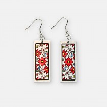 Earrings with Bulgarian Embroidery Tsvetelina in Red