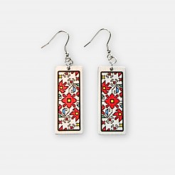 Earrings with Bulgarian Embroidery Tsvetelina in Red