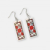 Earrings with Bulgarian Embroidery Tsvetelina in Red