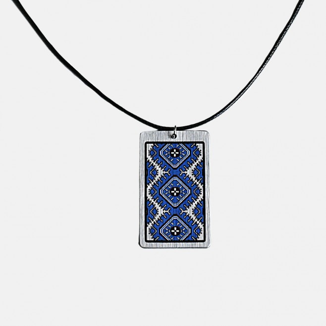 Necklace with Motif of Embroidery Galina Blue