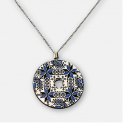 Round Necklace with Boriana Embroidery in Blue