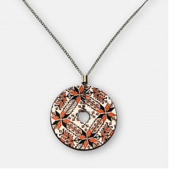 Round Necklace with Boriana Embroidery in Red
