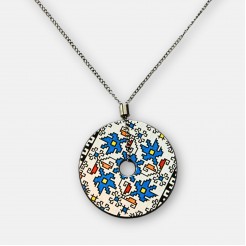 Round Necklace with Tsvetelina Embroidery in Blue