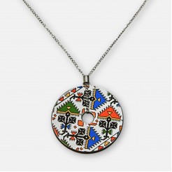 Round Necklace with Traditional Bulgarian Embroidery Elitsa