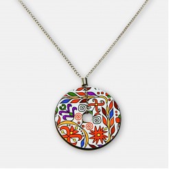 Round Necklace with Traditional Bulgarian Embroidery Zhivka