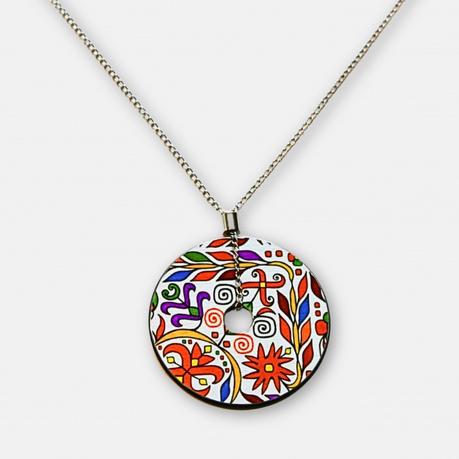 Round Necklace with Traditional Bulgarian Embroidery Zhivka