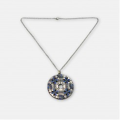 Round Necklace with Boriana Embroidery in Blue