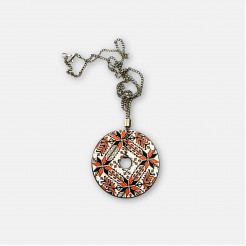 Round Necklace with Boriana Embroidery in Red